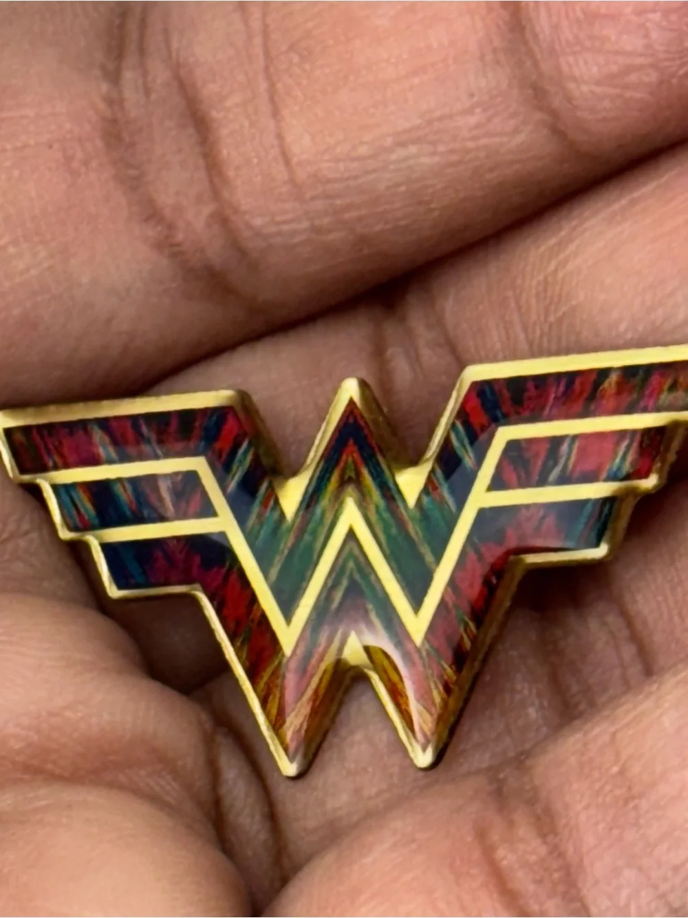 Multicolor Wonder W Logo Enamel Pin - Gold Trim